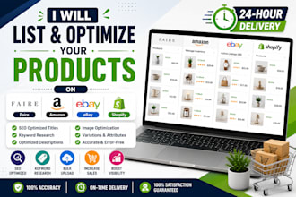 list and  optimize your products on faire amazon ebay shopify