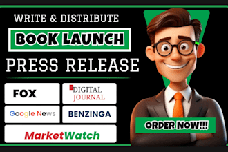 do press writing and distribution for book pre launch and new book press release