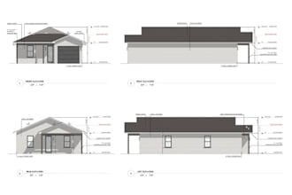 design detailed house plans and elevations for a single family homes in autocad