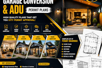 design adu, jadu, garage conversion and floor plans