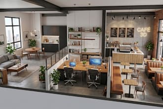 design modern apartment, office and 3d cafe interior visualization