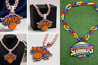 design custom hypechain turnover chain pendant necklace 3d print 3mf stl in 24h