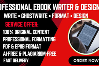 write, format and design a professional ebook for amazon kindle