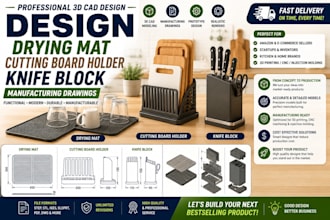 design drying mat cutting board holder knife block manufacturing drawings
