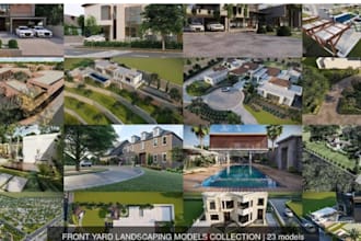 custom 3d backyard landscape design, front yard, garden, patio and pool