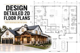 design detailed 2d barndominium floor plans and house plans