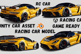 do unity game ready 3d car model, rig racing car asset for unreal engine, unity