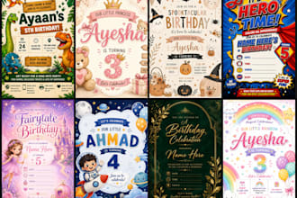 design custom invitation design for kids birthday
