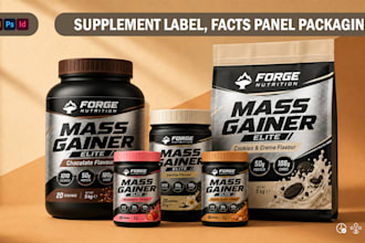 design supplement label packaging with 3d mockup