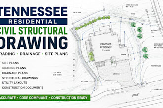 design tennessee residential civil structural drawing grading drainage site plan