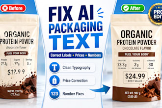 fix product label text prices and numbers in ai packaging