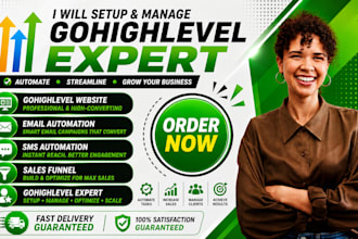 manage and setup gohighlevel website emails sms automation sales funnel expert
