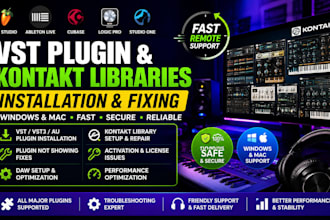 install fix vst plugins, kontakt libraries, fl studio, ableton, cubase logic pro