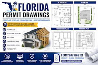 prepare florida permit drawing, structural plans, floor plans and site plans