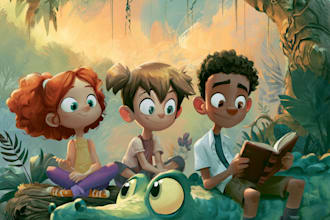 create playful children book illustration