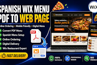 convert wix spanish restaurant menu PDF to online ordering delivery website page