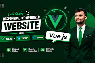 develop vue js, vuetify, quasar websites using tailwind css and pinia