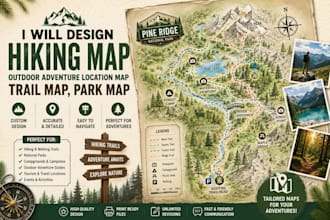 design hiking map outdoor adventure location trail map park map