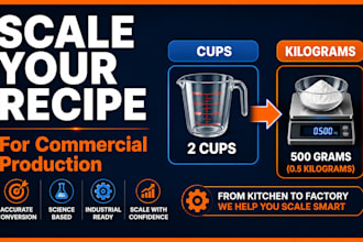 scale your food recipe for commercial production and metric weights