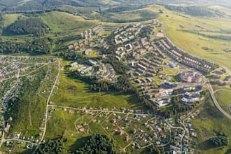 render 3d aerial master plan layout, urban development, landscape visualization