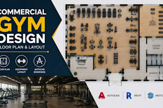 design commercial gym floor plan, fitness center layout, autocad drawings