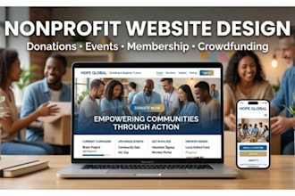 design nonprofit website with crowdfunding, events, membership, and donations