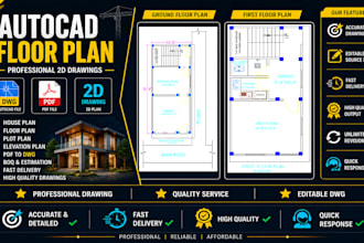 create professional autocad floor plans and house plans