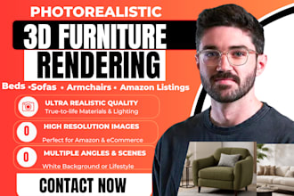 do photorealistic 3d furniture rendering for beds sofas armchairs for amazon