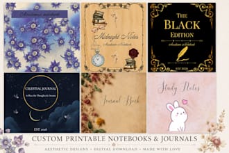 design a custom printable digital notebook and journal