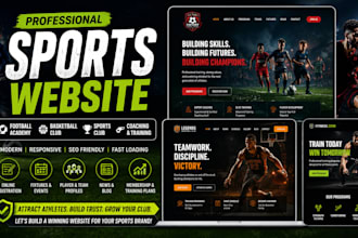 build sports website, football academy website, basketball, sports website