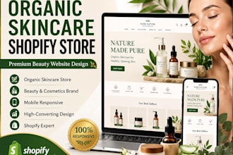 design organic skincare shopify store beauty cosmetics website