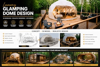 do luxury geodesic domes, glamping resorts and 3d architectural rendering