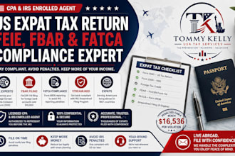 file your US expat income tax return with feie,  fbar, and fatca compliance help