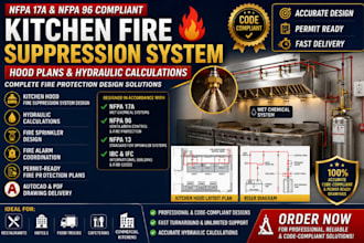 design kitchen fire suppression system hood plans and hydraulic calculations