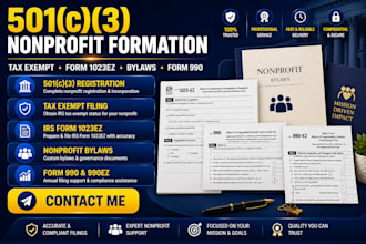 register 501c3 nonprofit, tax exempt, form 1023ez, bylaws and form 990