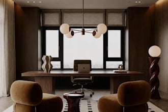 convert old room into 3d home office interior, haven concept, furniture render