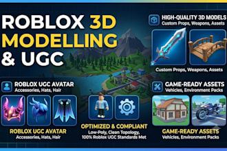 design high custom roblox 3d model, game assets, roblox ugc avatar and 3d models