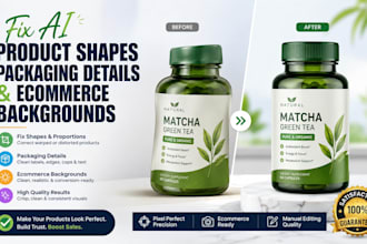 fix ai product shapes packaging details and ecommerce backgrounds