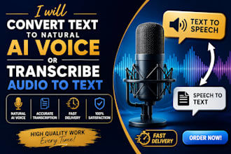 convert text to natural ai voice or transcribe audio to text