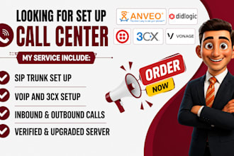 install and configure 3cx pbx, sip trunk, did number, IVR and voip
