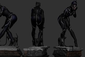 create 3d printable digital sculpt,high poly character design,rendered statues