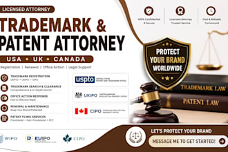 be your US, UK and canada trademark and patent attorney, renewal, office action