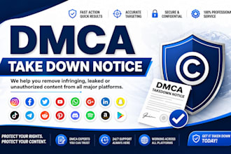 send dmca takedown notice to remove facebook instagram youtube tiktok dmca