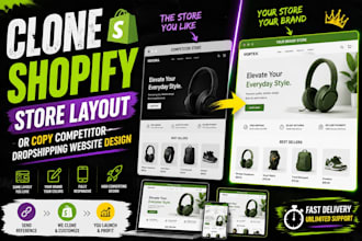 clone shopify store layout or copy competitor dropshipping store website design