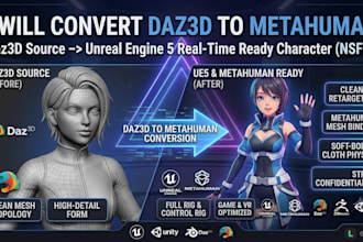 convert daz3d to metahuman unreal engine 5 porting rigging character model