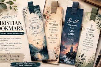 design a custom print ready christian bookmark for author book promotion