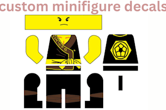 do lego minifigure decal design,2d lego decal sticker for uv and pad printing