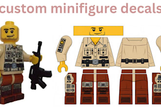 do lego minifigure decal design,2d lego decal sticker for uv and pad printing