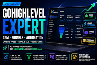 be your ghl automation, sales funnel,gohighlevel landing page CRM sms automation
