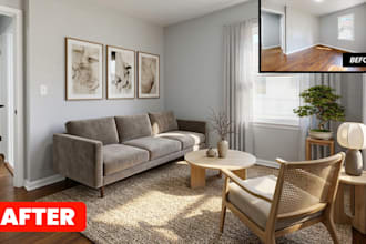 virtually stage real estate photos with realistic interiors